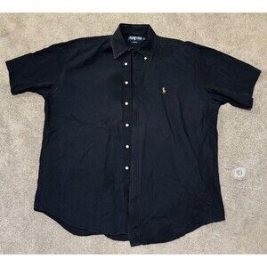 Vintage Ralph Lauren Flaming Shirt Blake Fit Navy Cotton Button Down Large